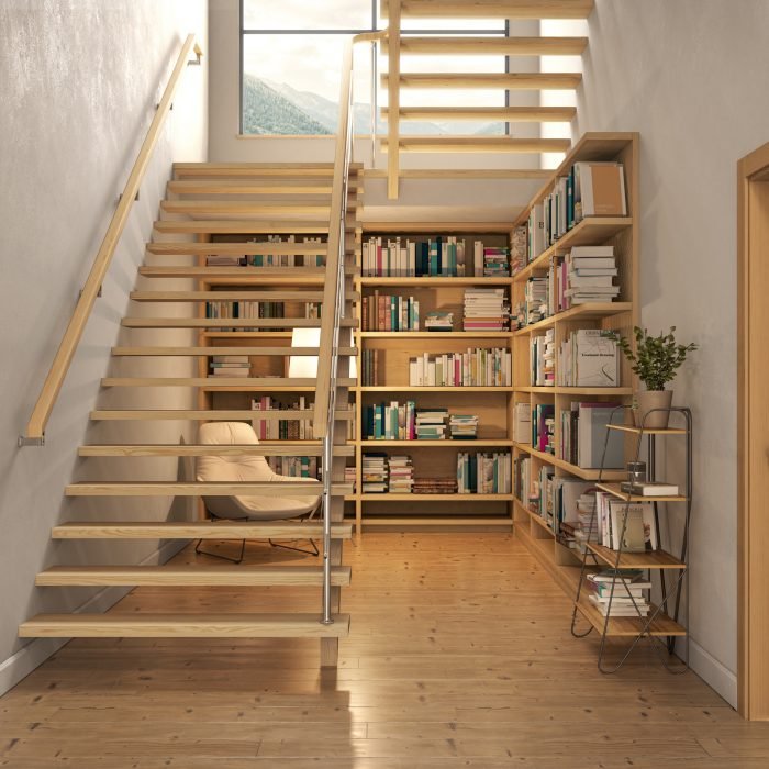 bibliothèque escalier sur mesure